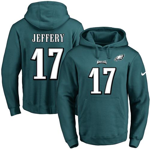 Nike Eagles #17 Alshon Jeffery Midnight Green Name & Number Pullover NFL Hoodie - Click Image to Close